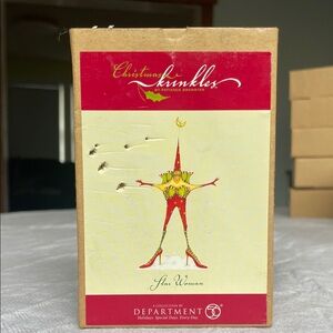 Department 56 Christmas Krinkles Shoe Woman Figurine - Red and Yellow